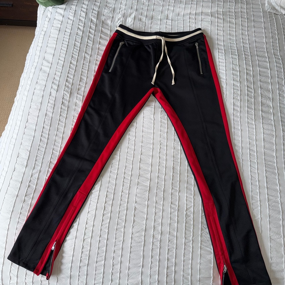 READ DESCRIPTION - Fear of God Black and Red Striped Joggers (Size 32)